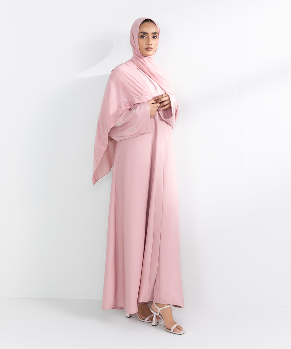 Pink Embellished Abbaya Set