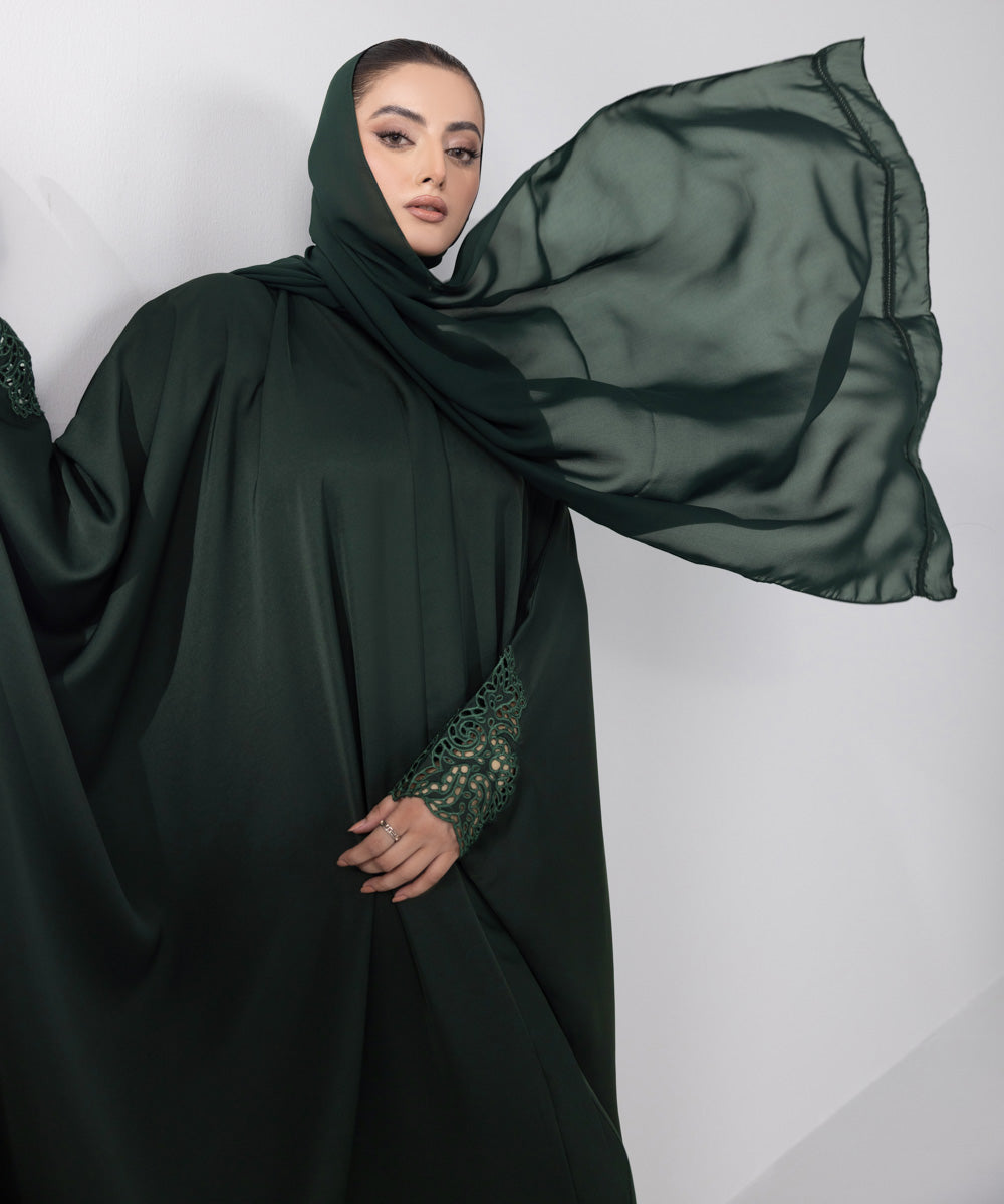 Women's Basic Dark Green Abbaya Set