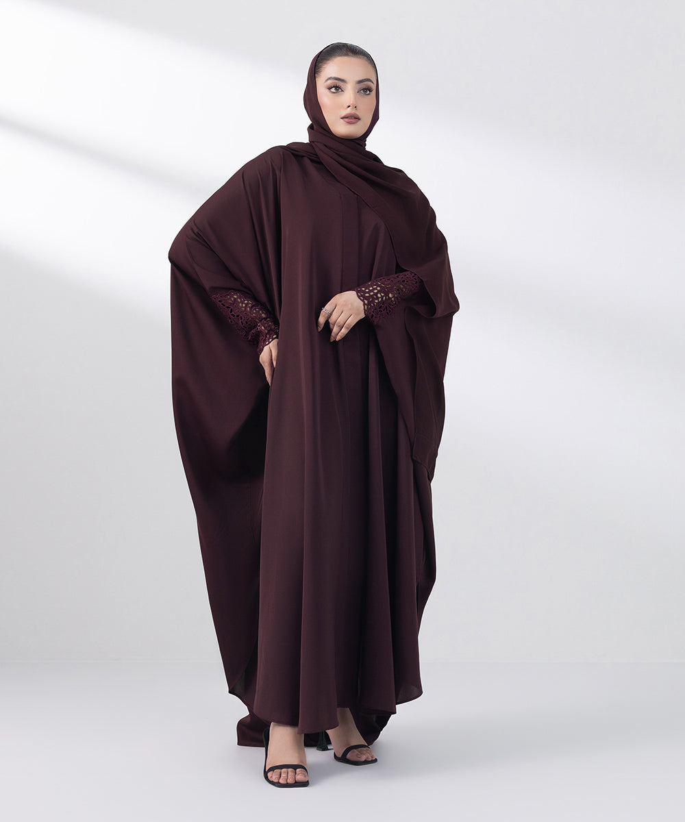 Women's Basic Maroon Abbaya Set