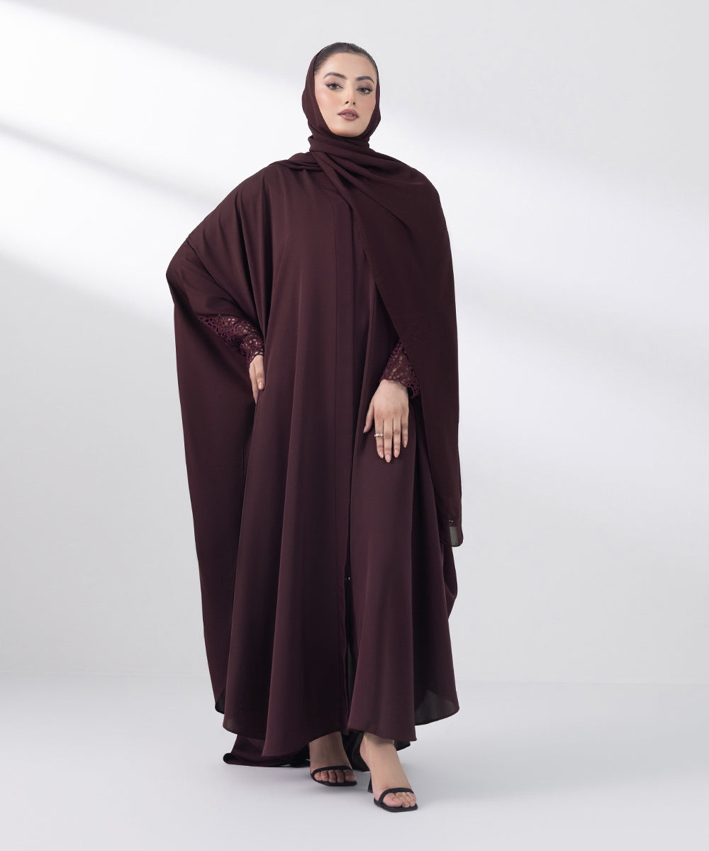 Women's Basic Maroon Abbaya Set