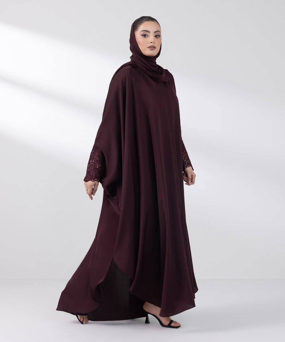 Women's Basic Maroon Abbaya Set