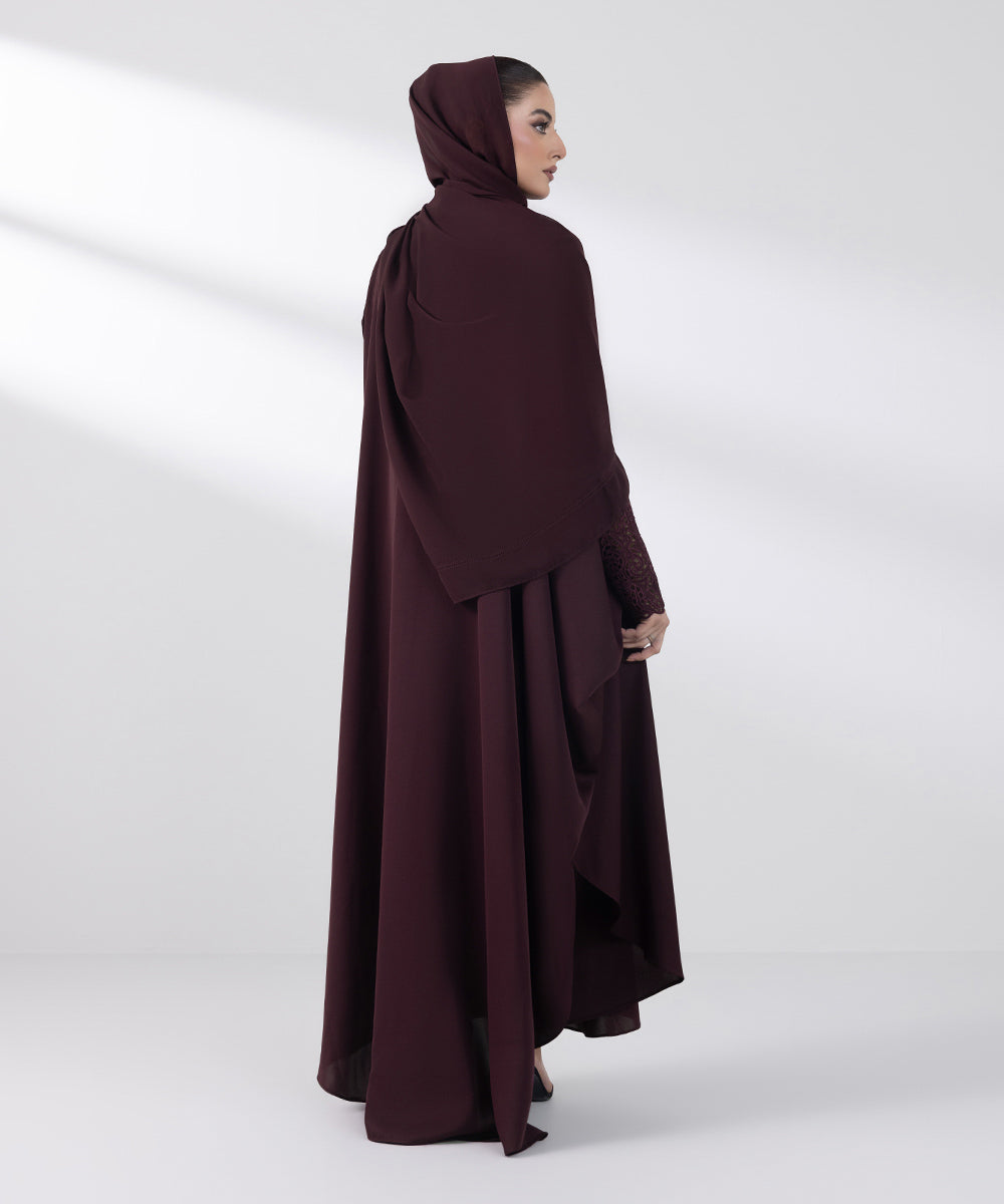 Women's Basic Maroon Abbaya Set