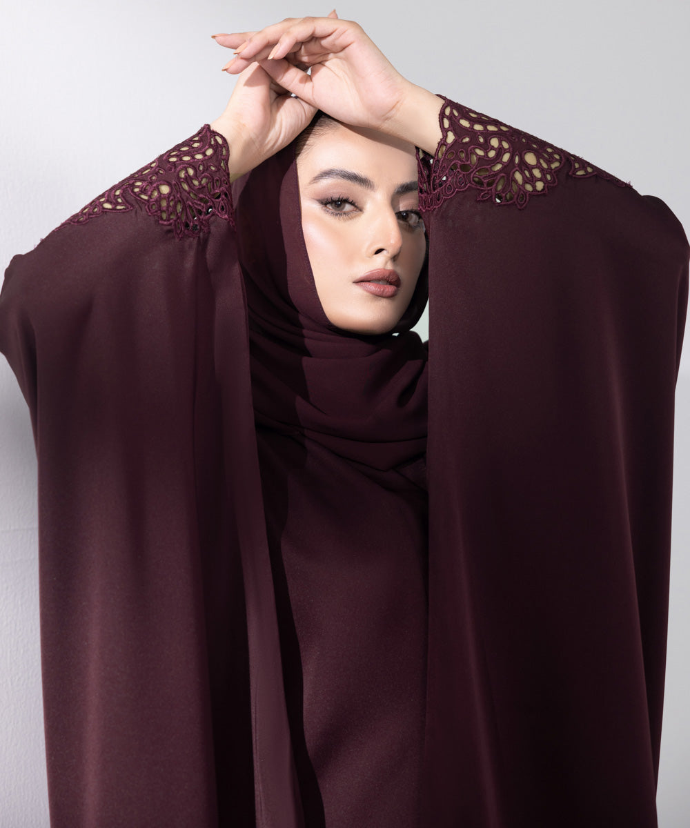 Women's Basic Maroon Abbaya Set