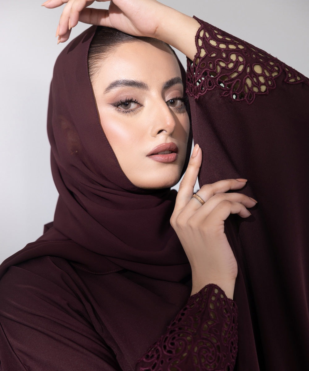 Women's Basic Maroon Abbaya Set