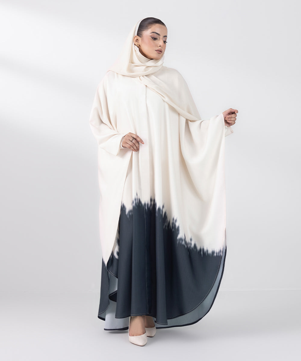 Women's Basic Beige And Black Abbaya Set