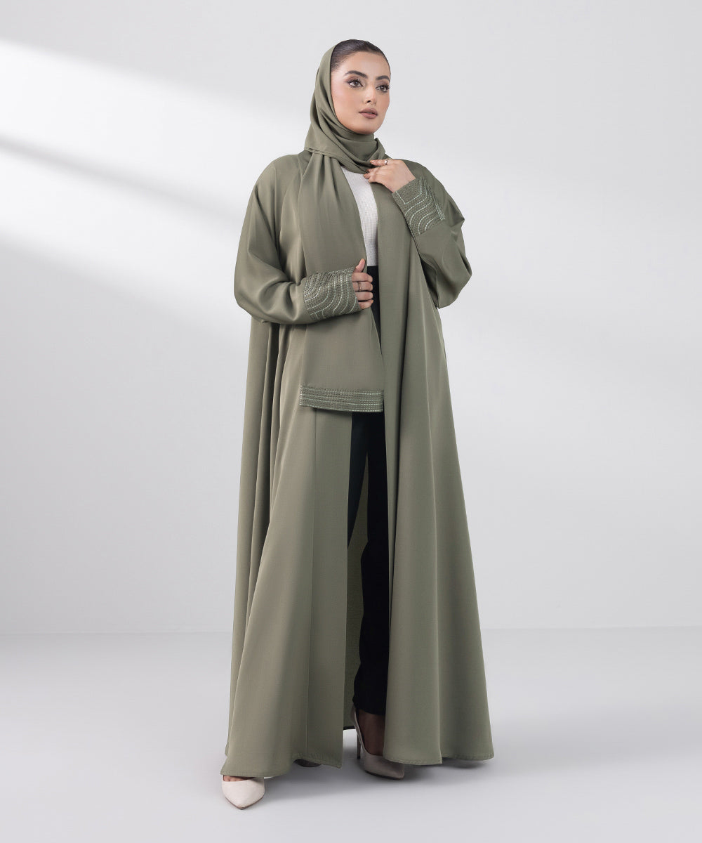 Women's Basic Dark Olive Grey Abbaya Set