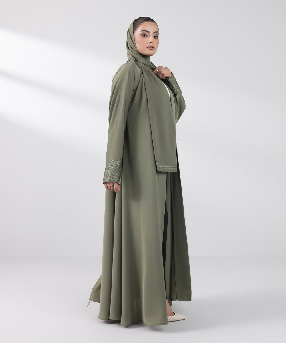 Women's Basic Dark Olive Grey Abbaya Set