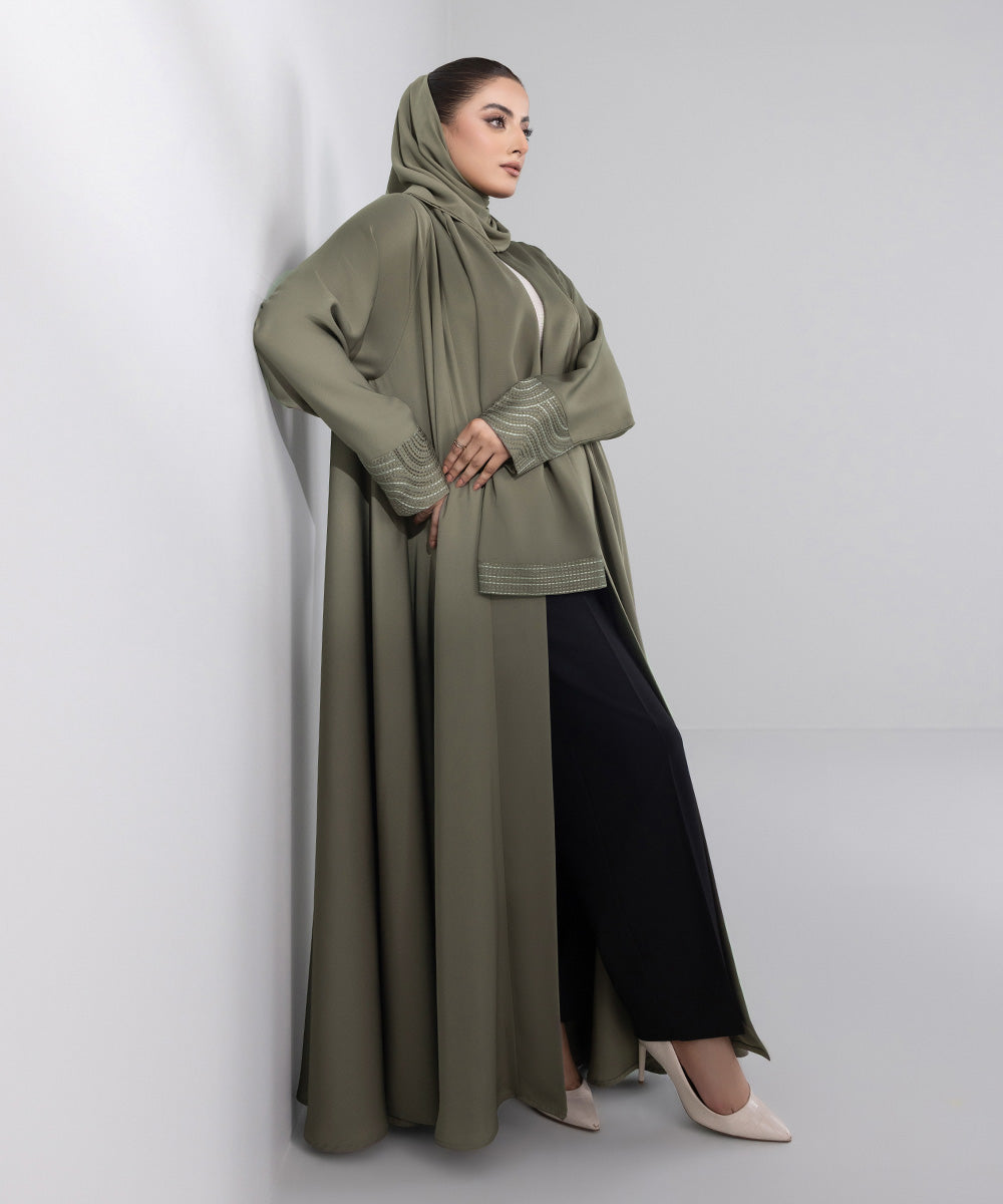 Women's Basic Dark Olive Grey Abbaya Set