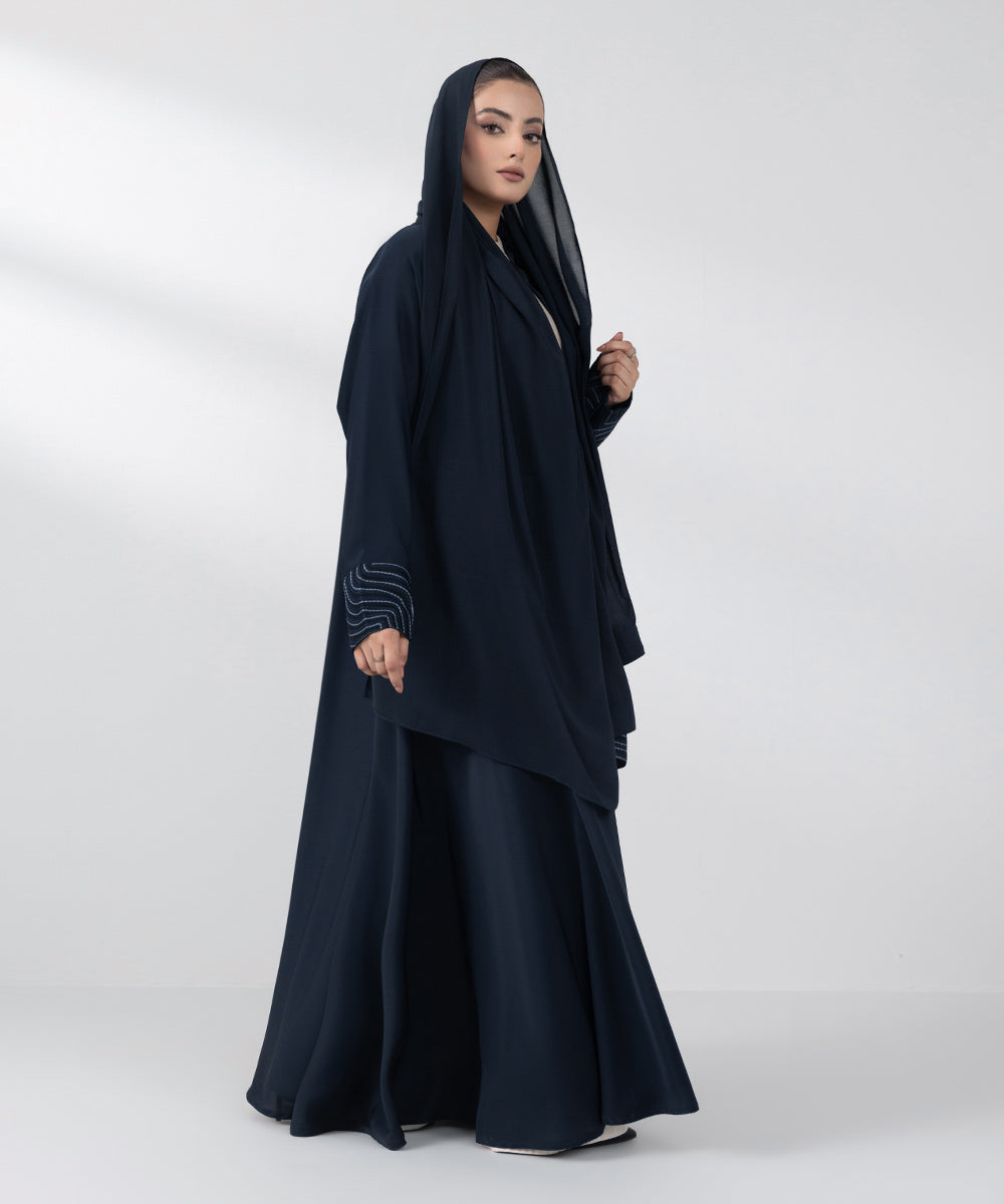 Women's Basic Dark Blue Grey Abbaya Set