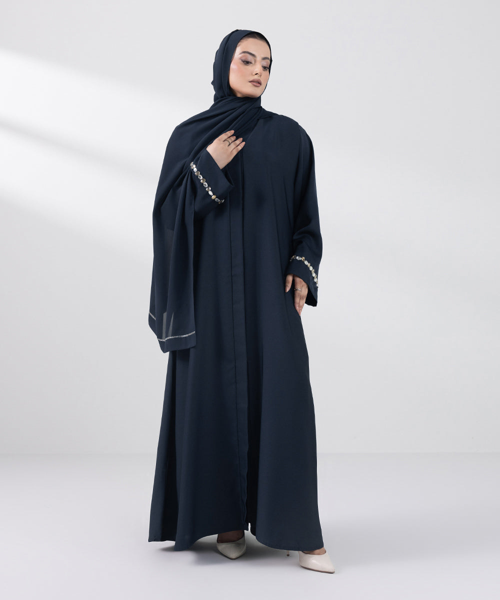 Women's Basic Navy Blue Abbaya Set