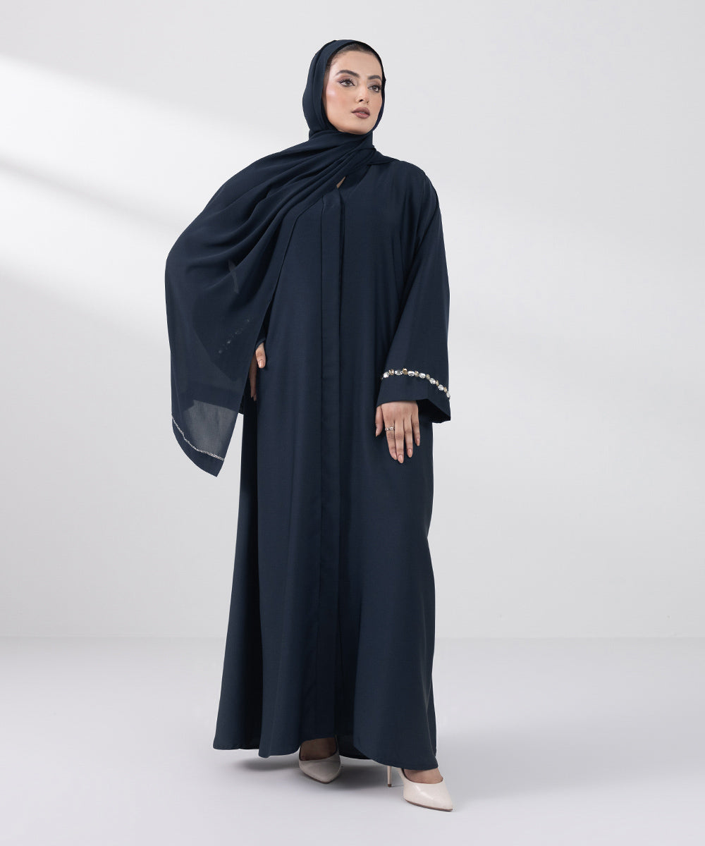 Women's Basic Navy Blue Abbaya Set