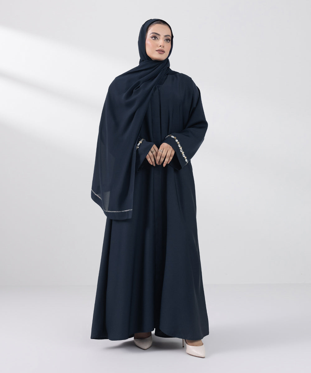 Women's Basic Navy Blue Abbaya Set