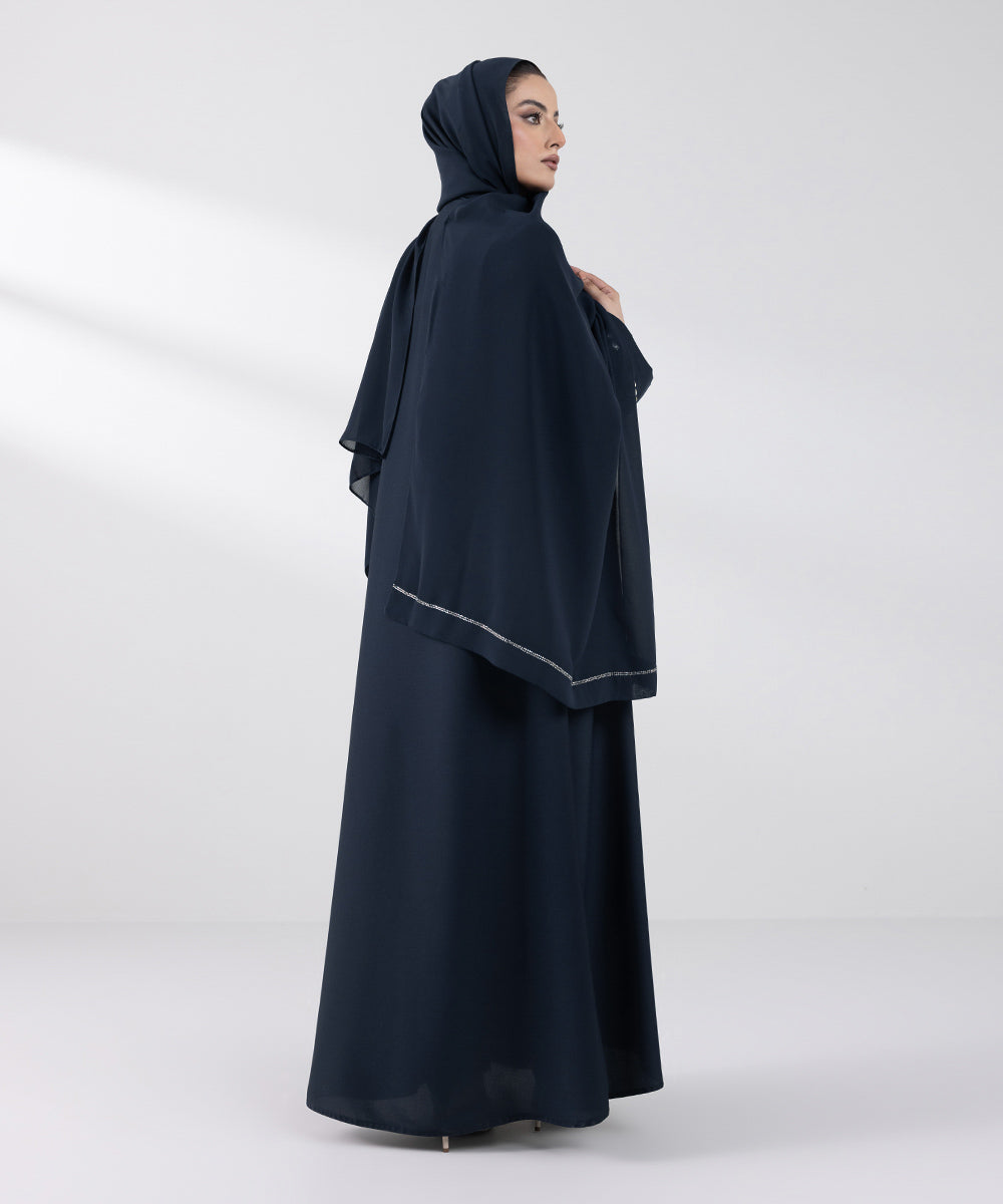 Women's Basic Navy Blue Abbaya Set