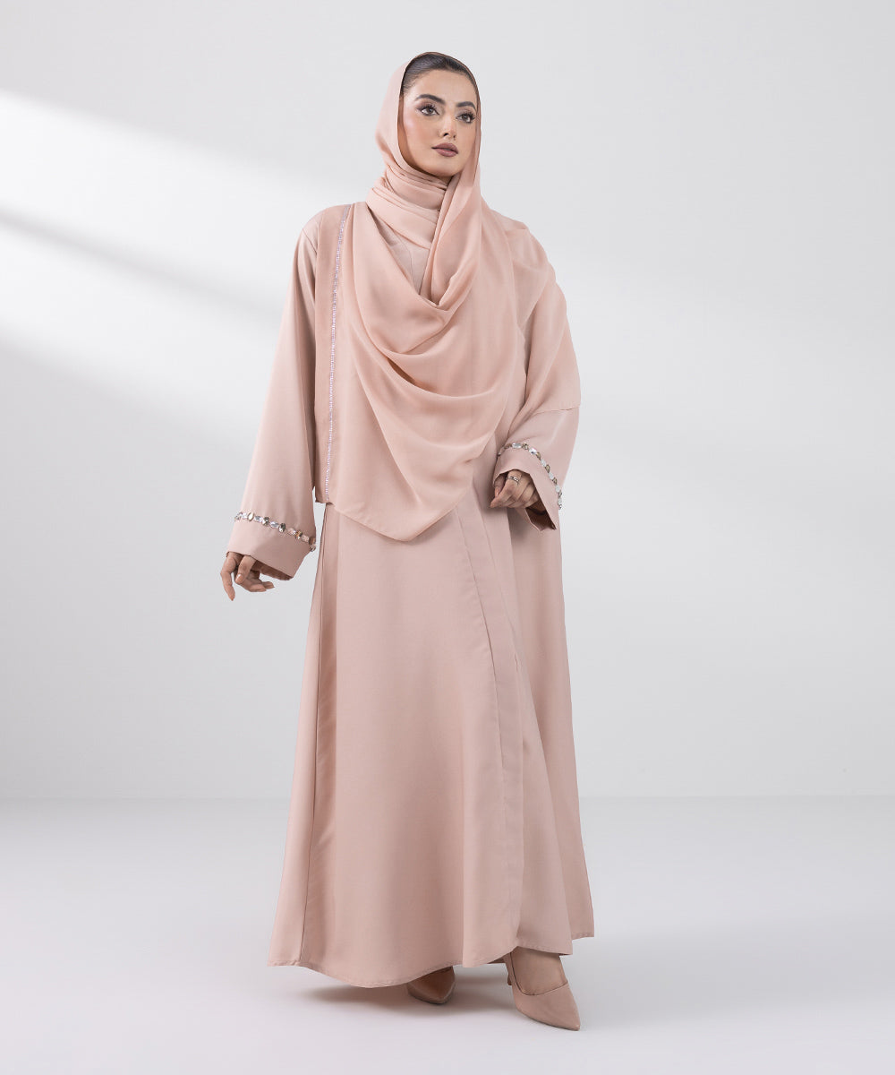 Women's Basic Light Pink Abbaya Set