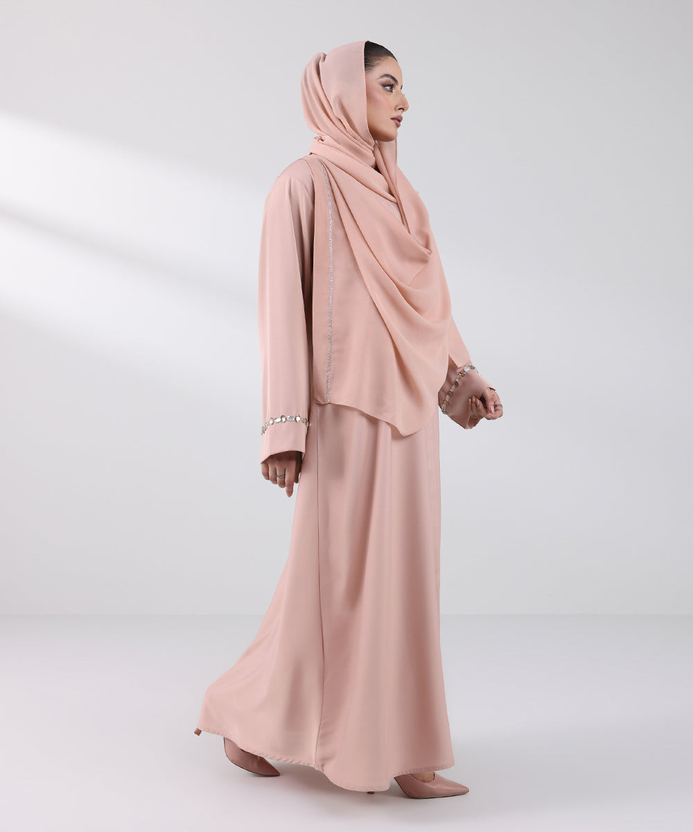 Women's Basic Light Pink Abbaya Set