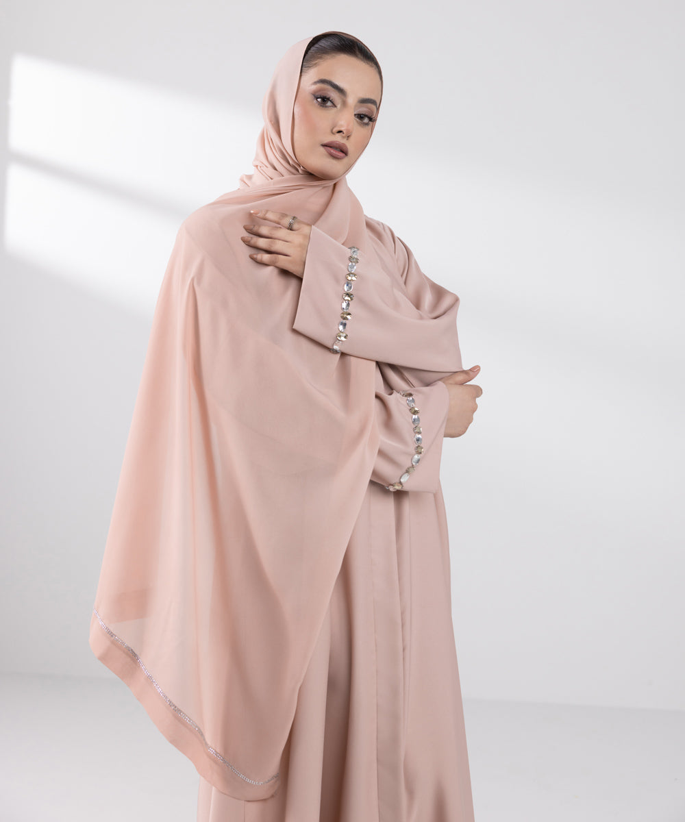 Women's Basic Light Pink Abbaya Set