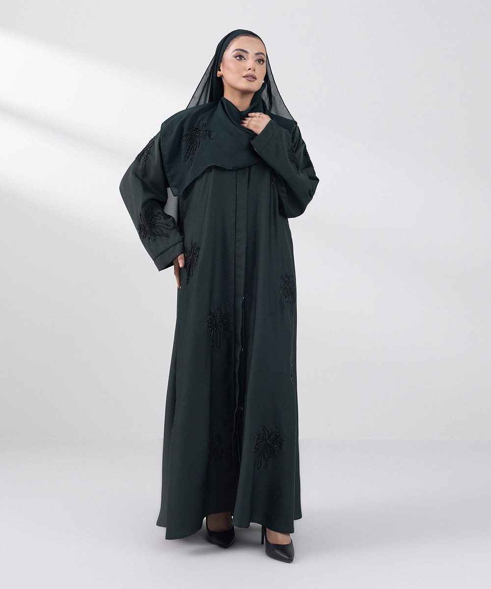 Women's Basic Dark Green Abbaya Set