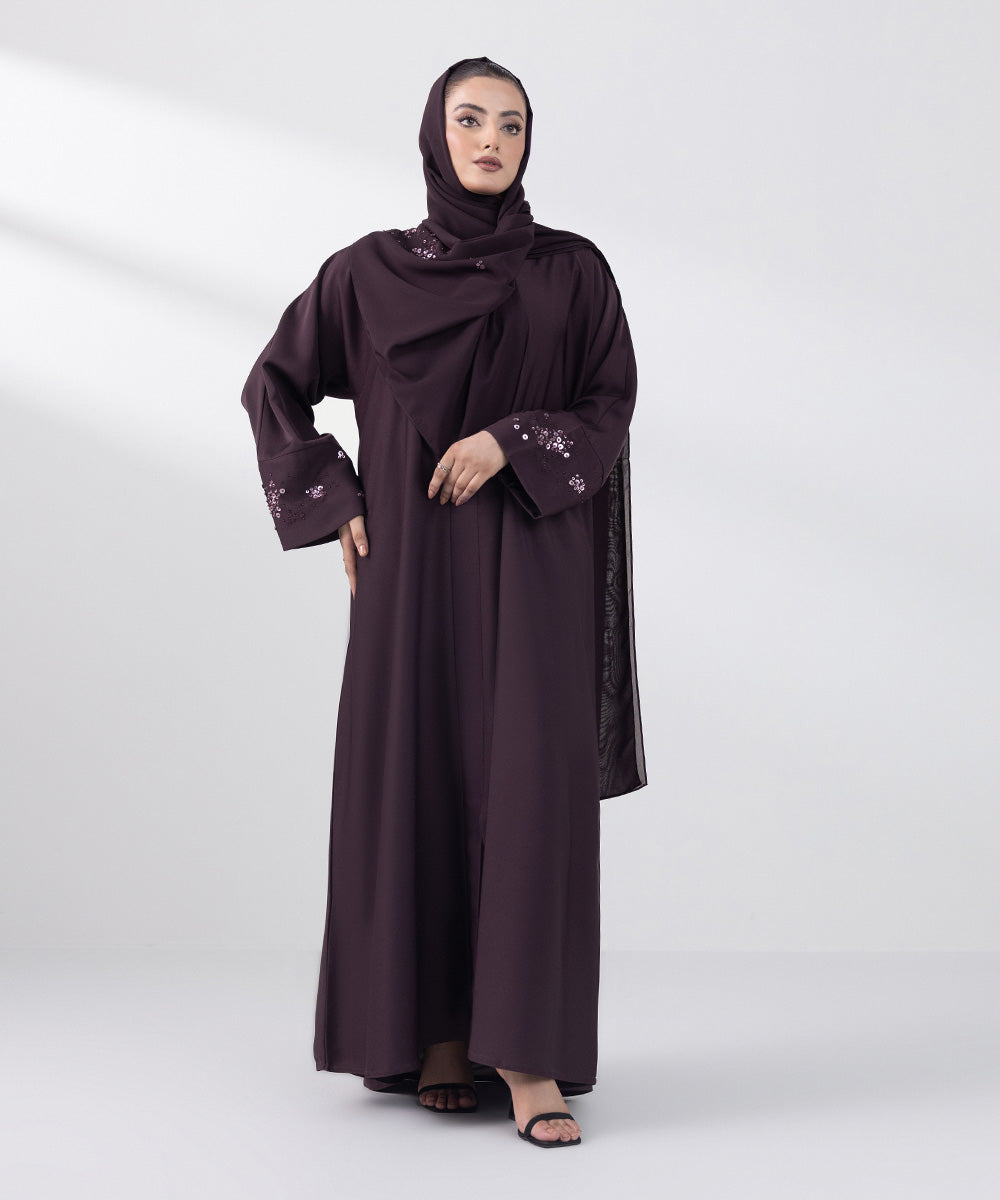 Women's Basic Dark Purple Abbaya Set