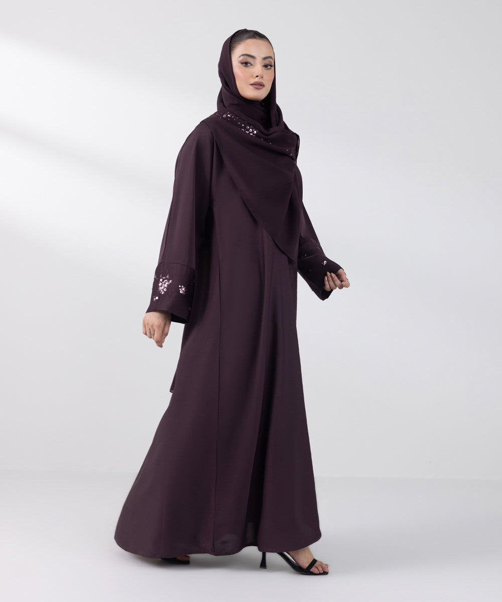 Women's Basic Dark Purple Abbaya Set