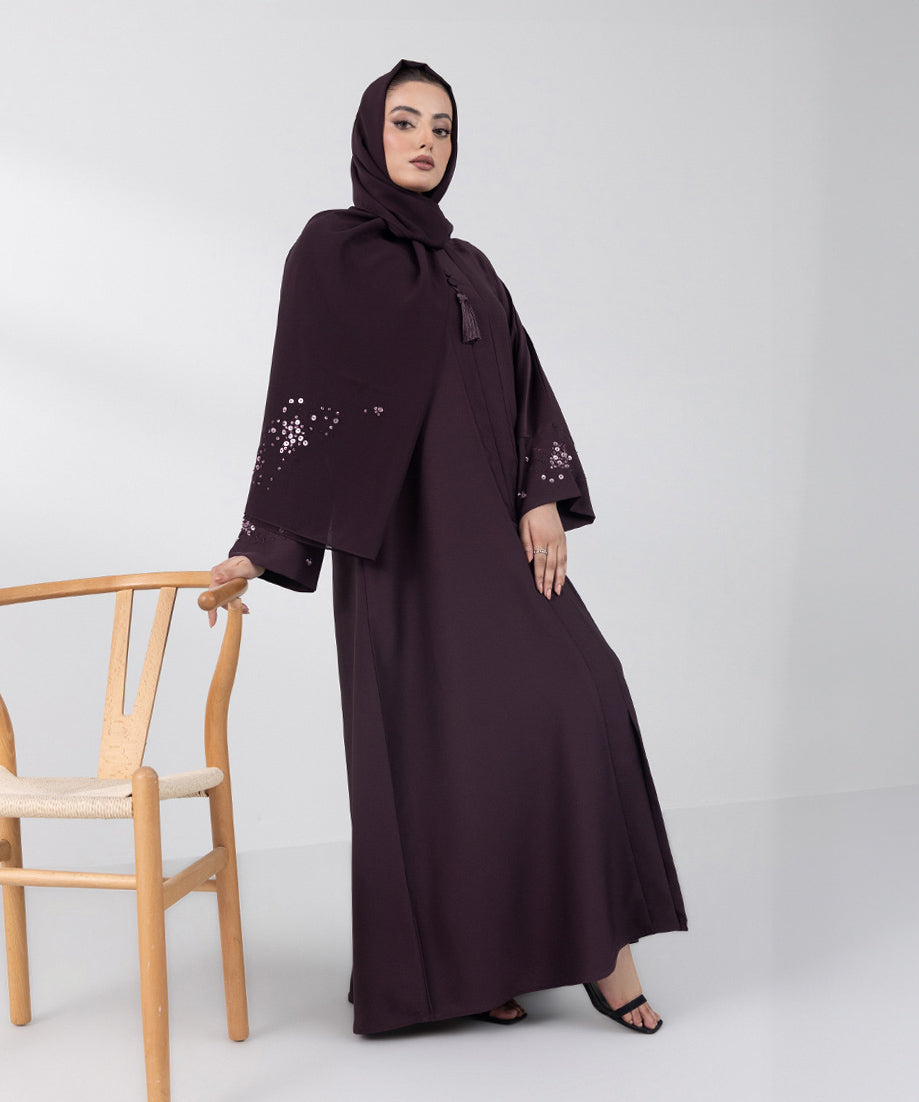 Women's Basic Dark Purple Abbaya Set