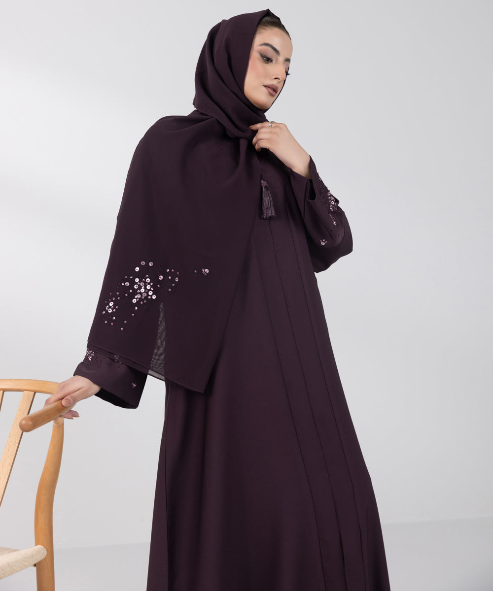 Women's Basic Dark Purple Abbaya Set