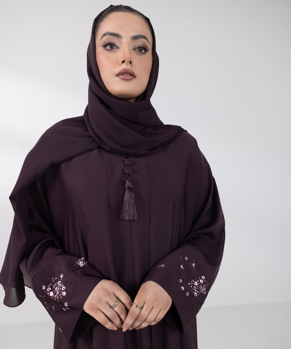 Women's Basic Dark Purple Abbaya Set