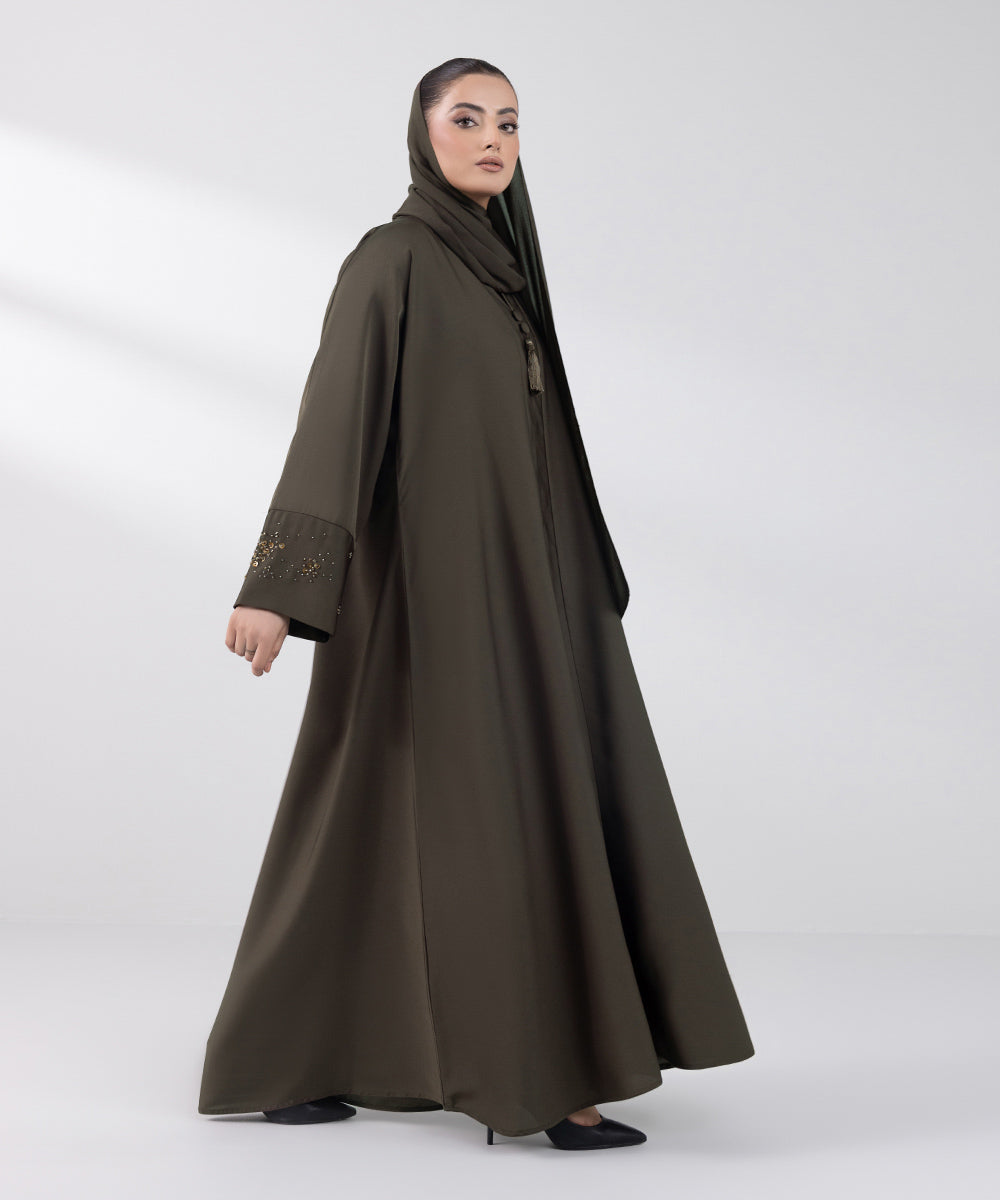 Women's Basic Dark Olive Grey Abbaya Set