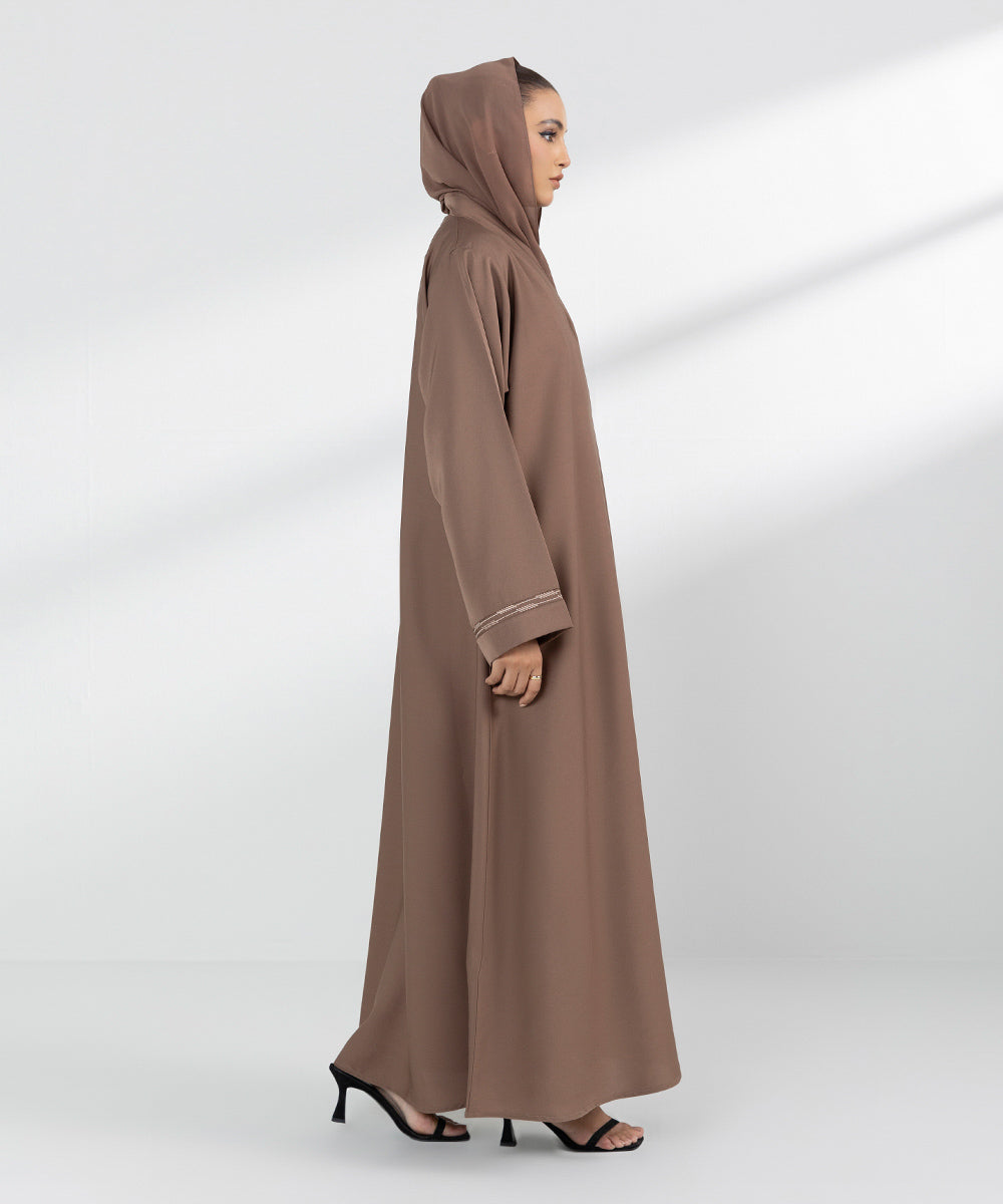 Women's Beige Basic Abbaya