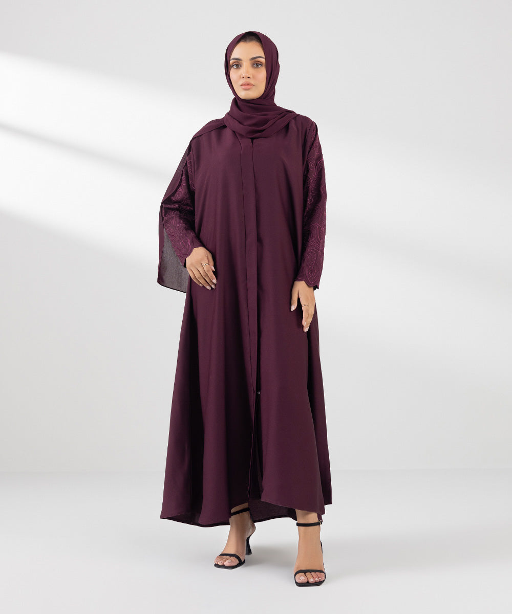 Embroidered Button Through Abaya Set