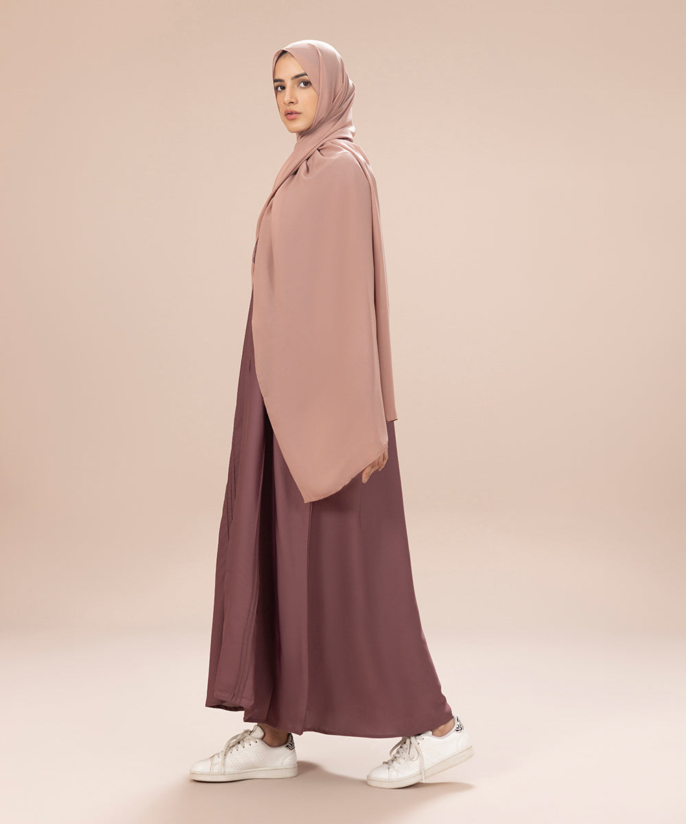 Women's Coral Nida Button Through Abaya With Tassel Detail