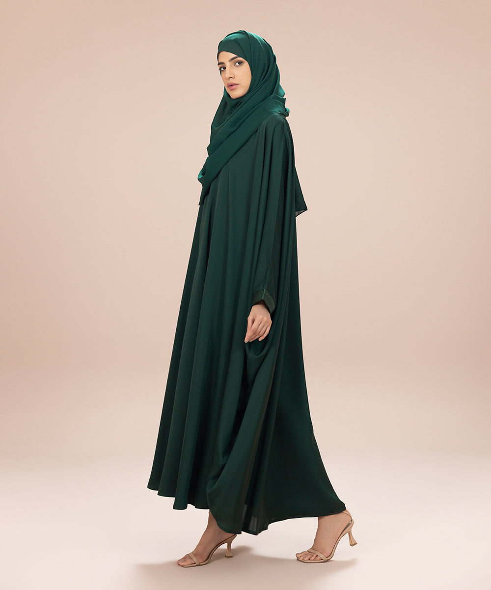 Women's Green Nida Kaftan Abaya Set