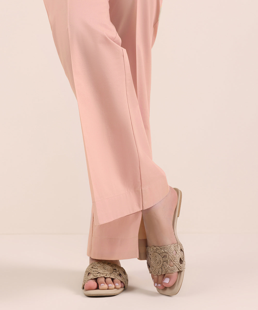 Women's Unstitched Cambric Pink Printed Trousers Fabric