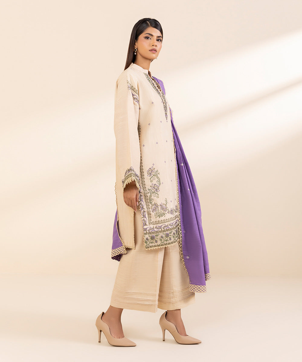 Women's Unstitched Embroidered Light Khaddar Three Piece Suit