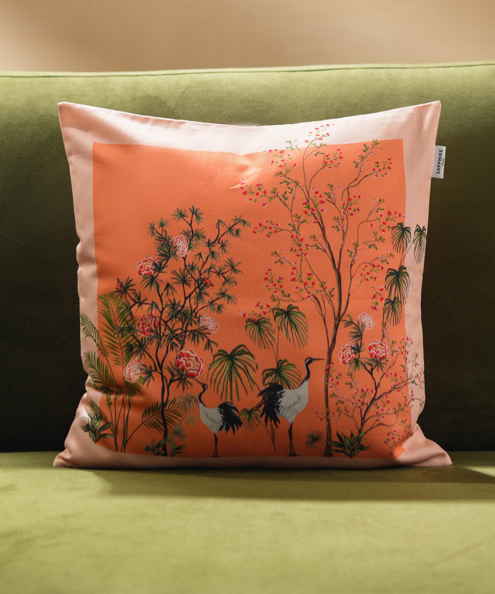 100% Cotton Digital Printed Orange Cushion Cover