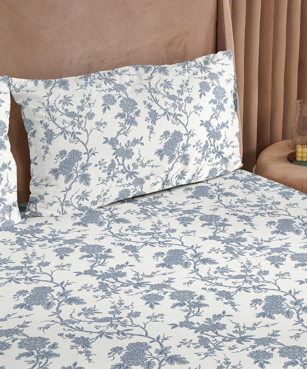 100% Cotton Sateen Blue Bed in a Bag