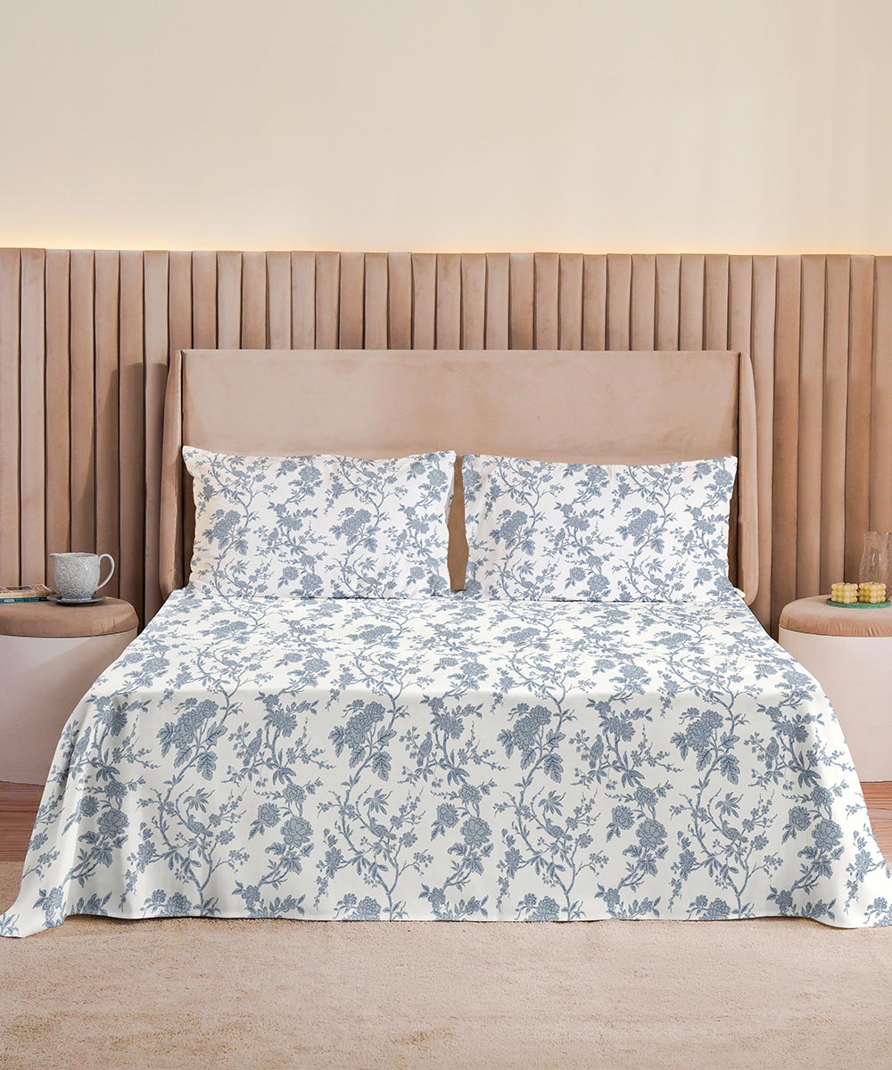 100% Cotton Sateen Blue Bed in a Bag