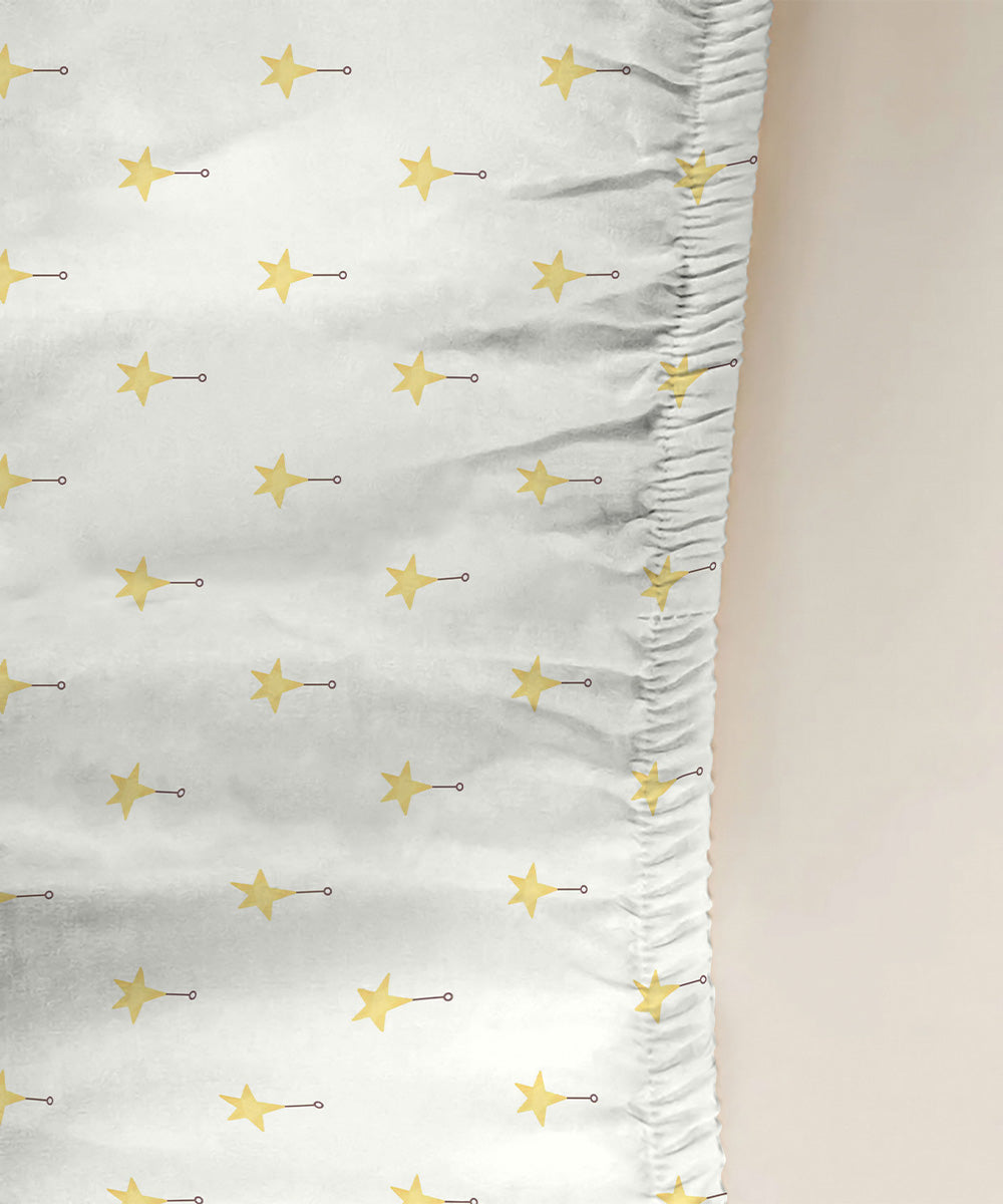 Off White 100% Cotton Digital Printed Baby Cot Sets