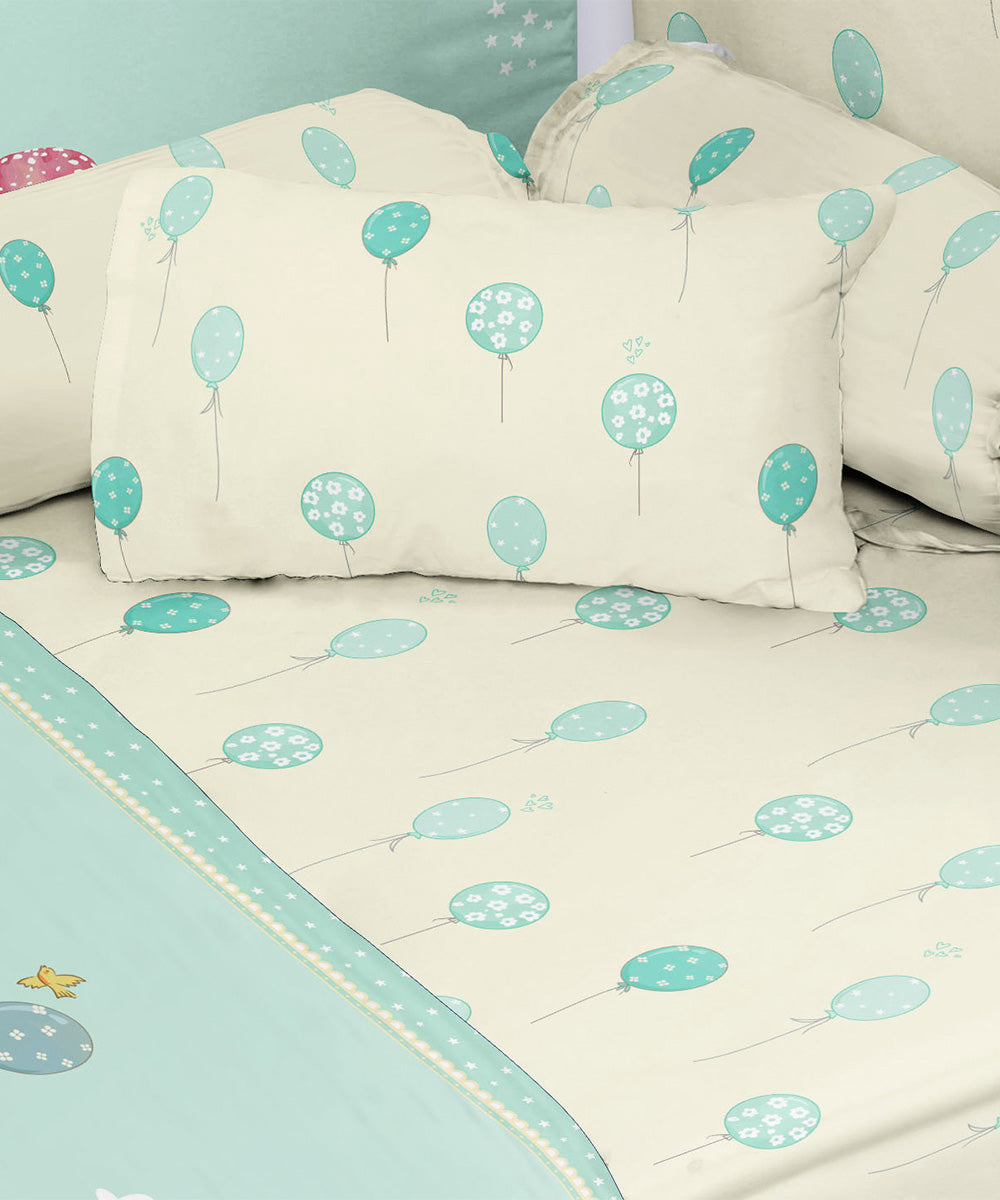 Blue 100% Cotton Digital Printed Baby Cot Sets