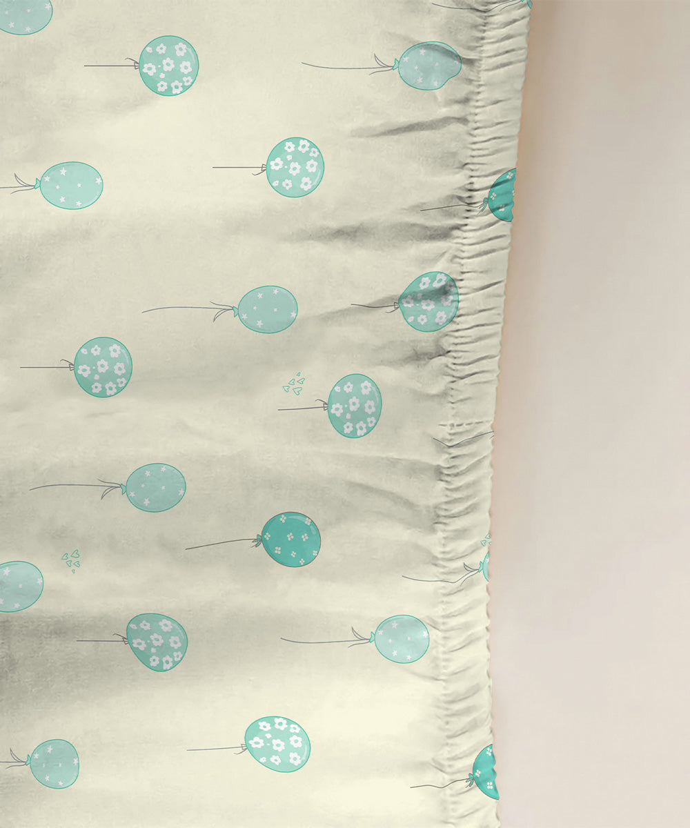 Blue 100% Cotton Digital Printed Baby Cot Sets