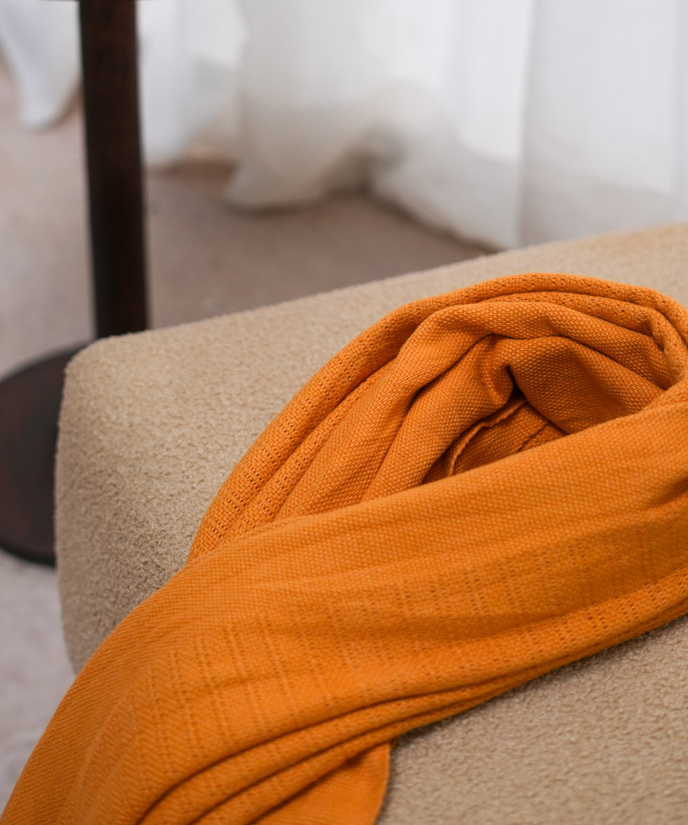 Orange Woven 100% Cotton Yarn Dyed Summer Blanket