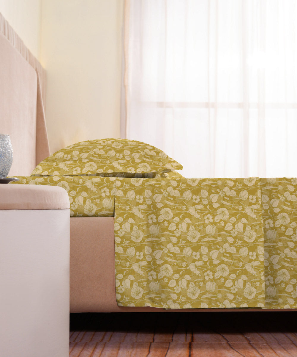 100% Cotton Yellow Ginger Bed Sheet