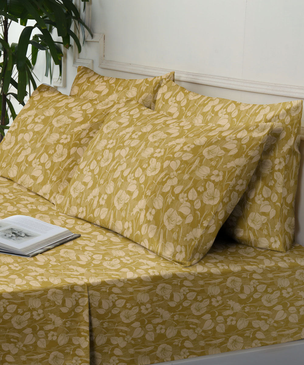 100% Cotton Yellow Ginger Bed Sheet