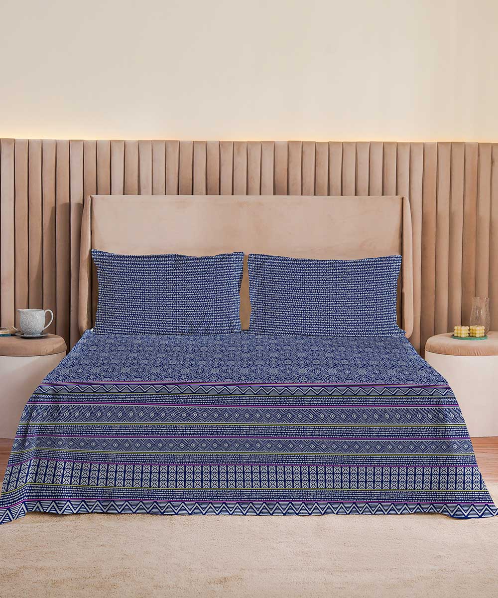 Blue 100% Cotton Bed Sheet