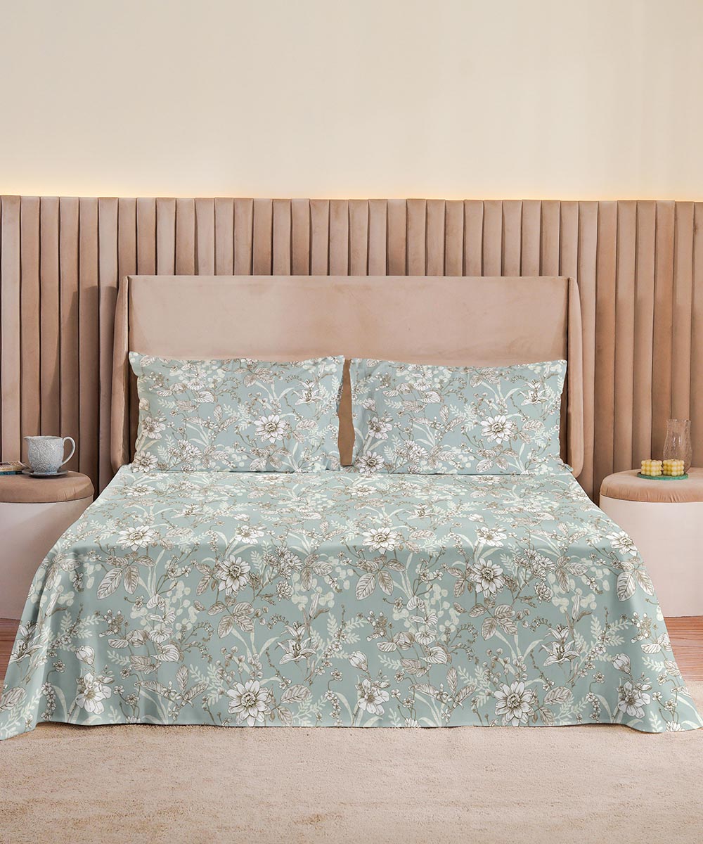 Blue 100% Cotton Bed Sheet