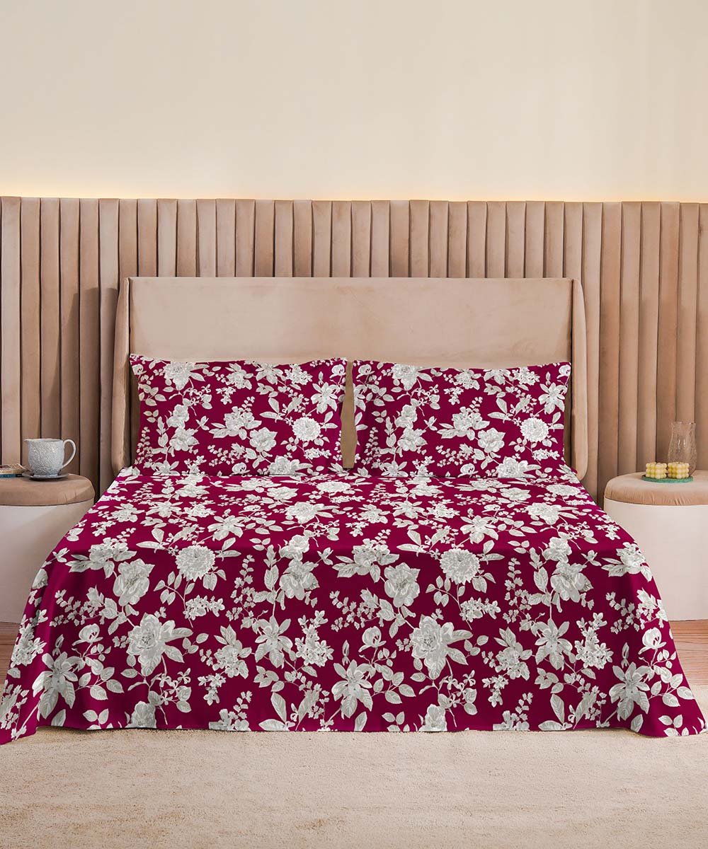 Red 100% Cotton Bed Sheet