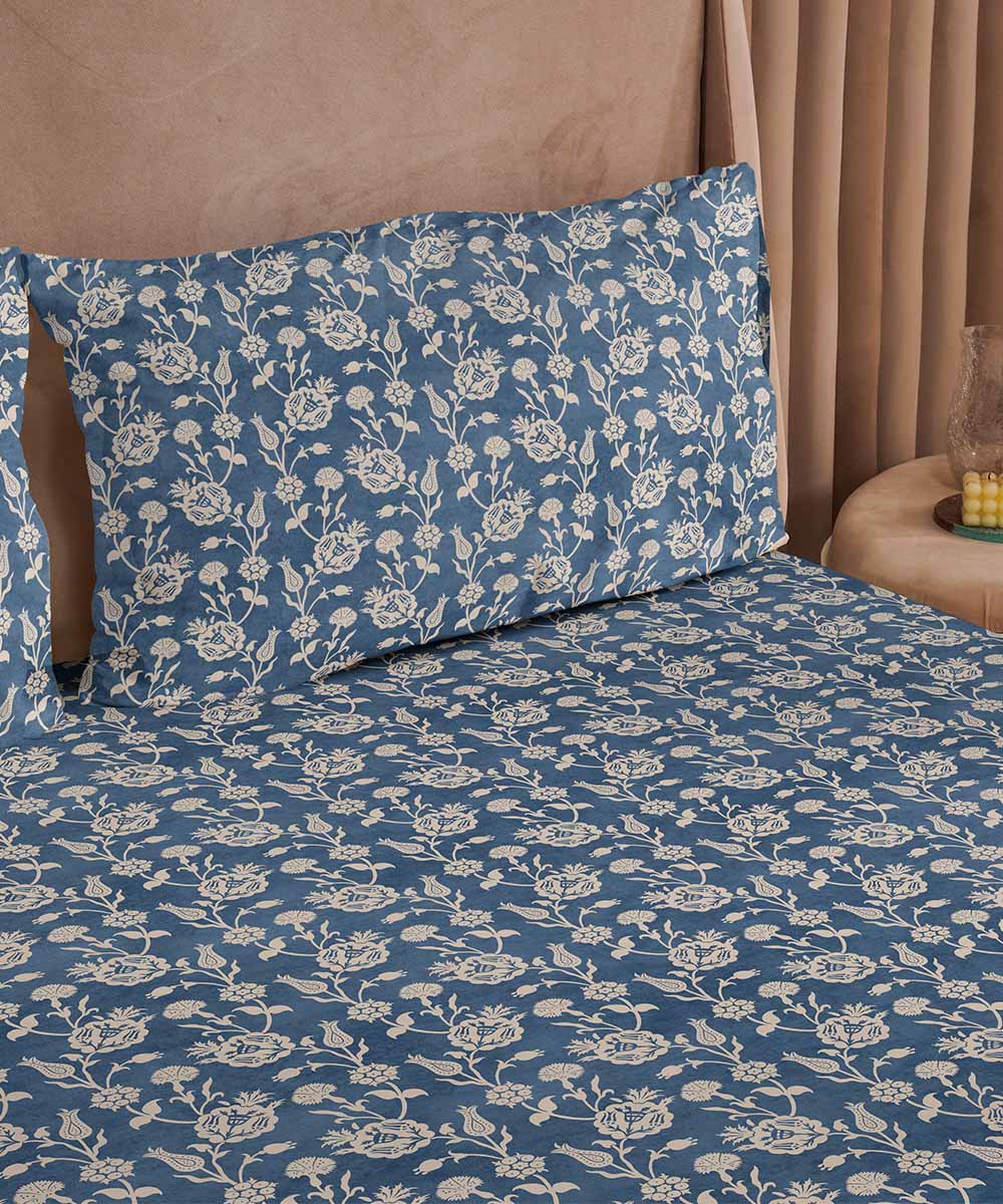 Blue 100% Cotton Bed Sheet