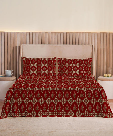 Red 100% Cotton Sateen Bed Sheet