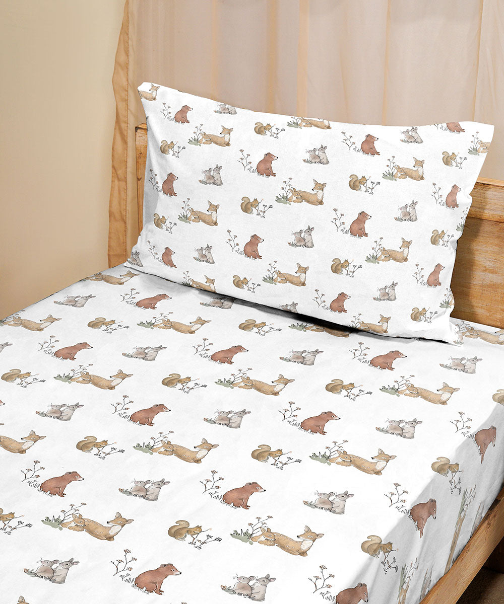 White 100% Cotton Digital Printed Bed Sheet