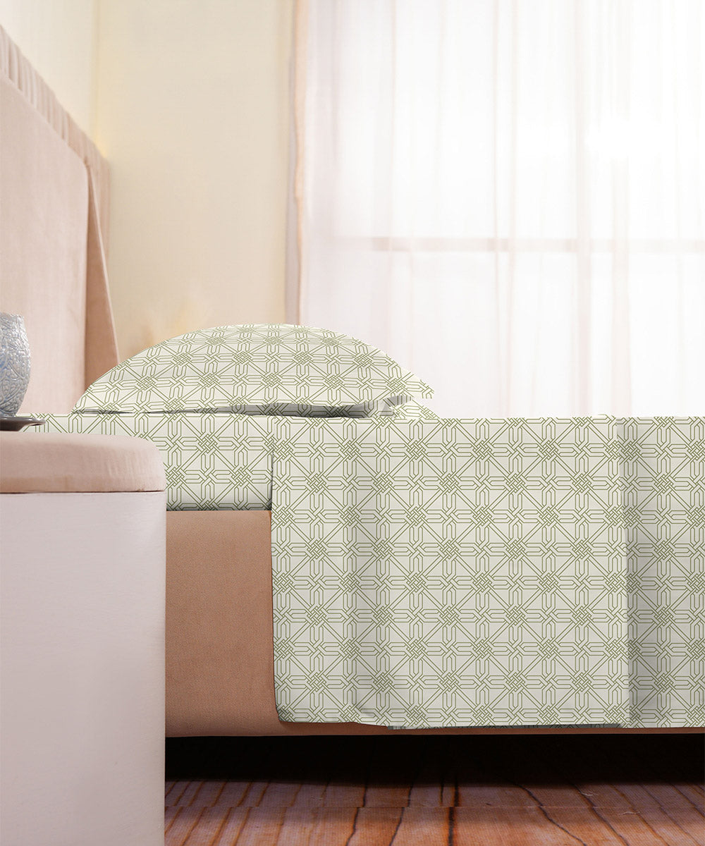 100% Cotton Sateen Green Bed Sheet