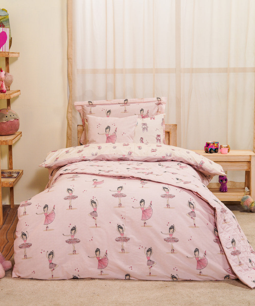 100% Cotton Digital Printed Multi Colored Ballerina Bed Spread for Kids